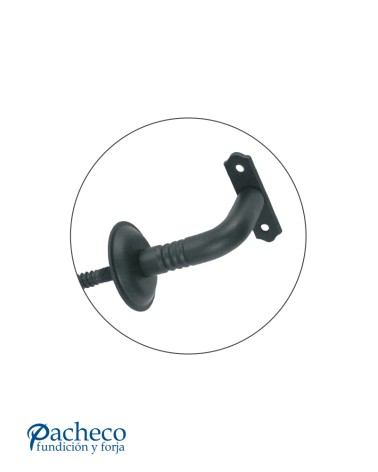 Soporte de pasamanos atornillado de hierro en negro para barandillas rústicas