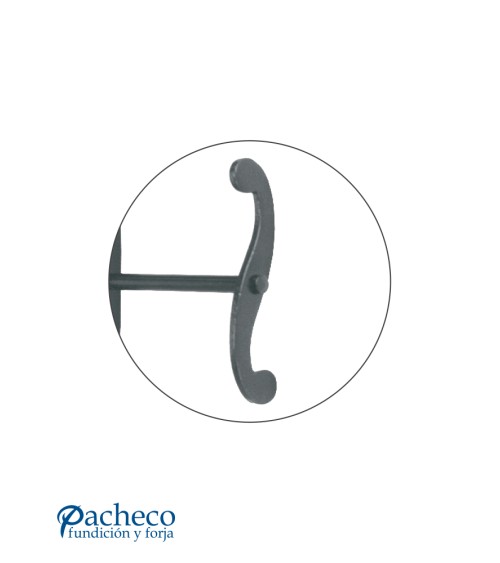 Tirador de hierro tipo hélice para persiana con placa