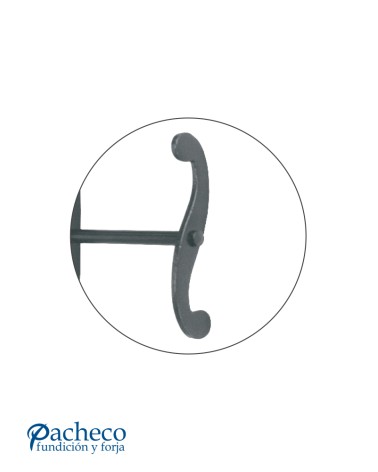 Tirador de hierro tipo hélice para persiana con placa