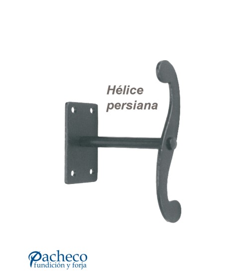 Tirador de hierro tipo hélice para persiana con placa