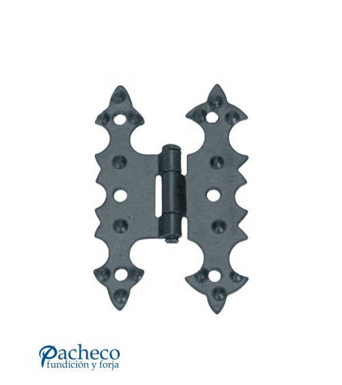 Bisagra ornamental de hierro lacado en negro para puertas artesanales