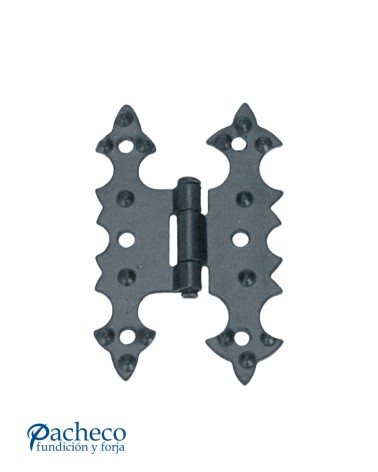 Bisagra ornamental de hierro lacado en negro para puertas artesanales