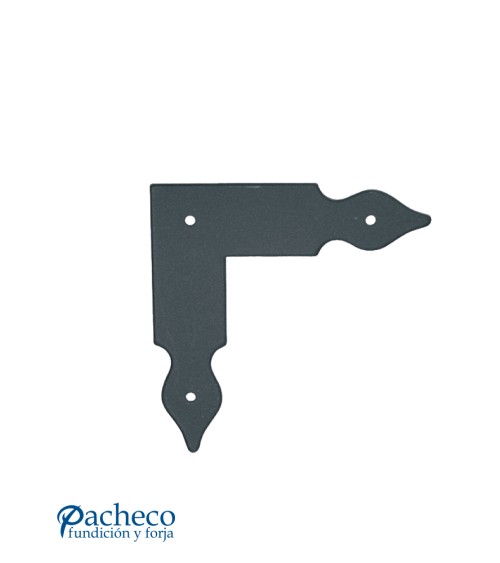 Bisagra decorativa de hierro lacado en negro para portones rústicos