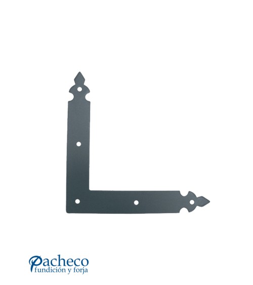 Bisagra en L de hierro negro para portones rústicos