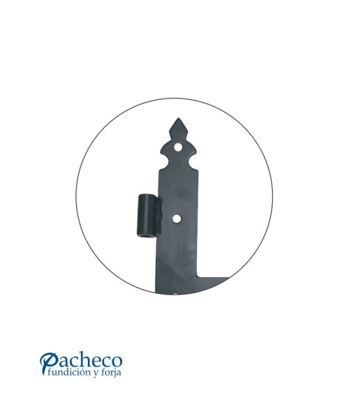 Bisagra reforzada en L de hierro negro para puertas rústicas