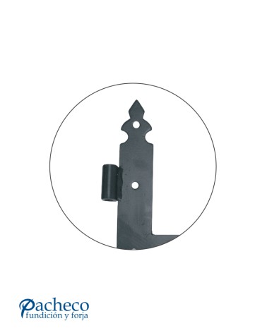 Bisagra reforzada en L de hierro negro para puertas rústicas