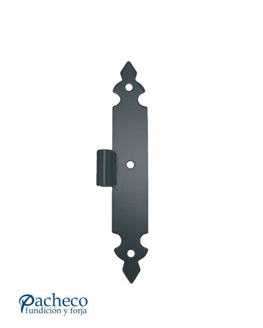 Bisagra ornamental de hierro lacado en negro para portones rústicos