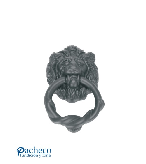 Llamador Cabeza de León Negro Satinado para Puertas de Entrada