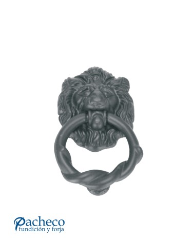 Llamador Cabeza de León Negro Satinado para Puertas de Entrada