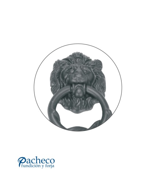 Llamador Cabeza de León Negro Satinado para Puertas de Entrada