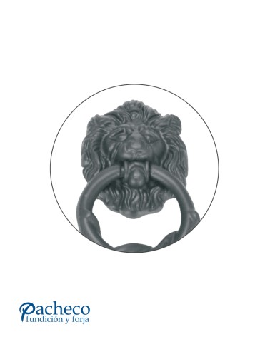 Llamador Cabeza de León Negro Satinado para Puertas de Entrada