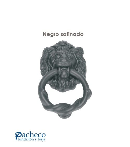 Llamador Cabeza de León Negro Satinado para Puertas de Entrada