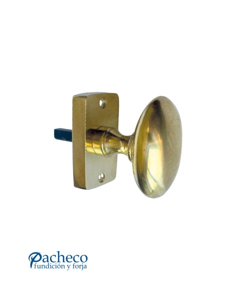 Pomo de latón brillo con placa para puerta interior