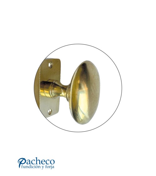 Pomo de latón brillo con placa para puerta interior