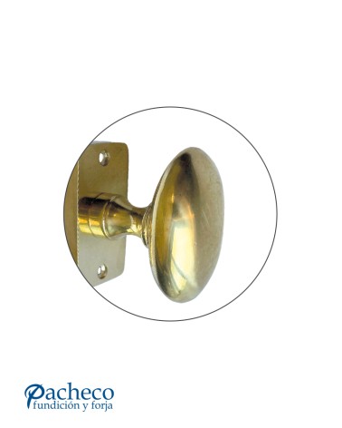 Pomo de latón brillo con placa para puerta interior