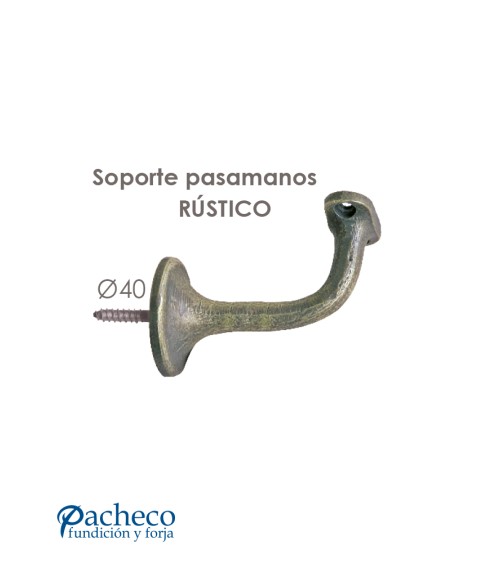 Soporte de pasamanos rústico en hierro patinado para barandilla