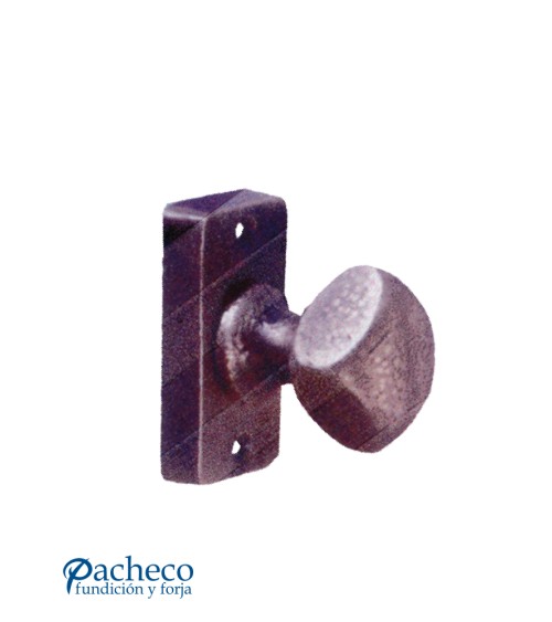 Pomo de latón patinado rústico con placa para puerta antigua