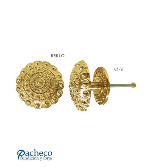 Pomo charro de latón brillo para puerta de entrada estilo salmantino