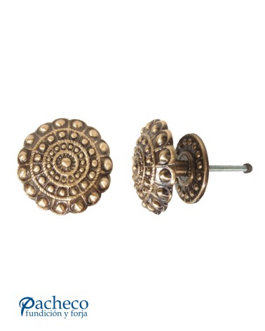 Pomo charro de latón patinado para portón rústico