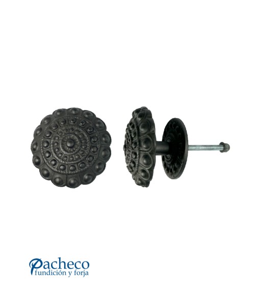 Pomo charro negro satinado para puerta tradicional