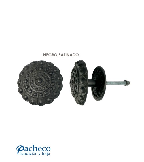 Pomo charro negro satinado para puerta tradicional