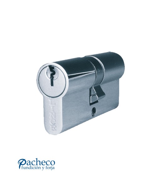 Bombillo europeo de leva corta en acero niquelado para cerraduras de puertas metálicas