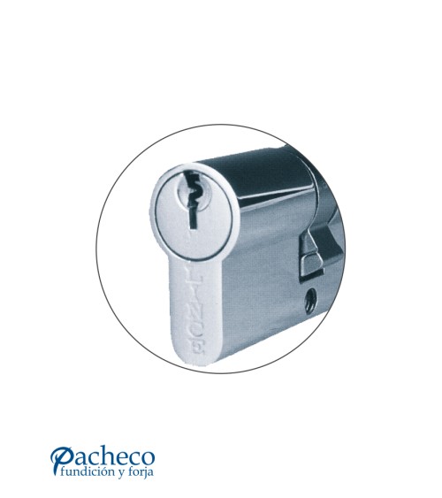 Bombillo europeo de leva corta en acero niquelado para cerraduras de puertas metálicas