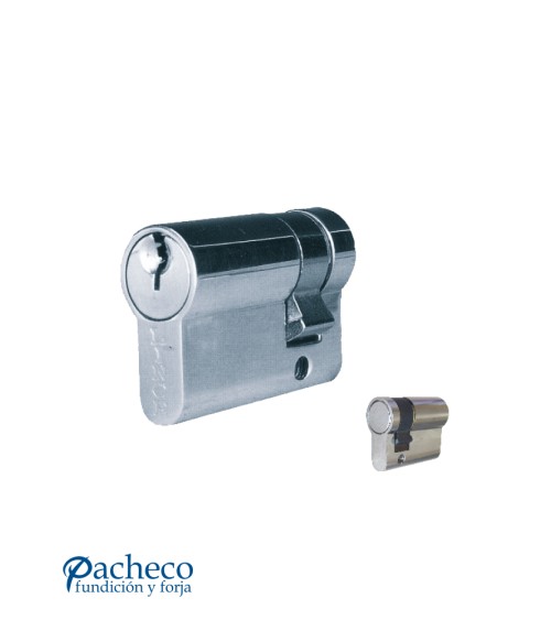 Cilindro europerfil de leva corta acabado níquel para sistemas de cierre en puertas de entrada