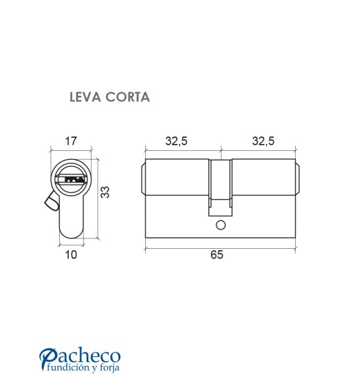 Bombillo de seguridad europerfil con leva corta para cerraduras de alta protección