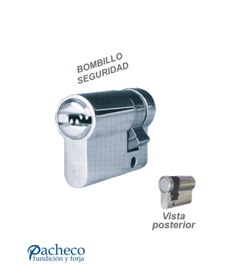 Cilindro de seguridad de leva corta en acabado niquelado para puertas exteriores