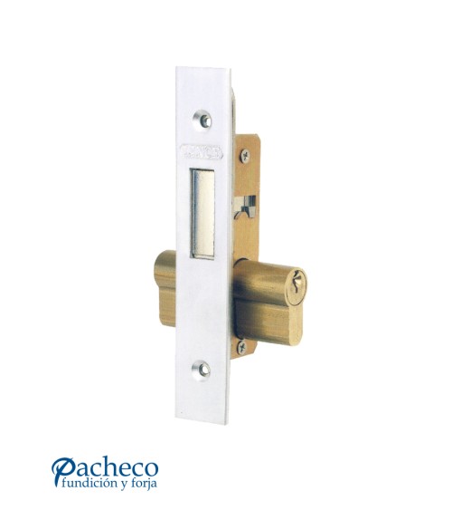 Cerradura metálica embutida con pestillo para puertas correderas