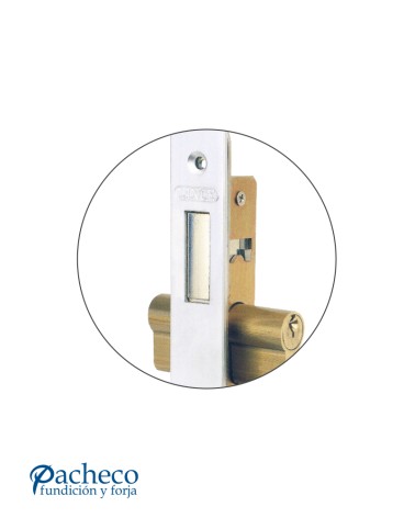 Cerradura metálica embutida con pestillo para puertas correderas