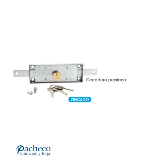 Cerradura zincada para persianas metálicas con llave de seguridad