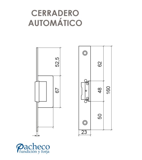Cerradero automático metálico para cerraduras de puertas metálicas