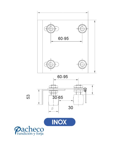 Caja de poleas regulable para puerta corredera