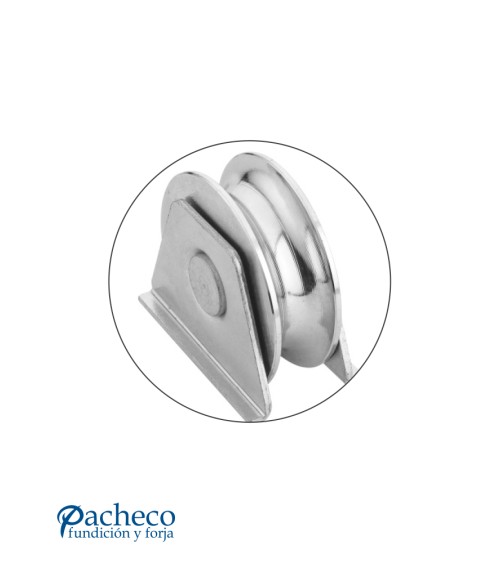 Polea canal "U" 20 mm con soporte para puerta corredera