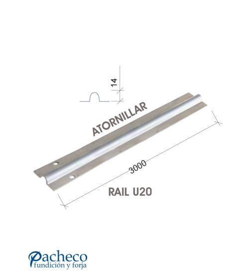 Carril o riel atornillar "U" para puerta corredera Carril o riel atornillar "U" para puerta corredera