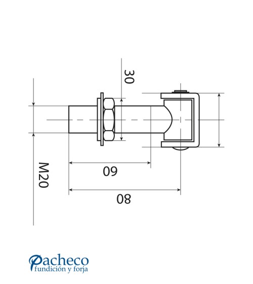 Bisagra regulable con dado para puerta de cancela Bisagra regulable con dado para puerta de cancela