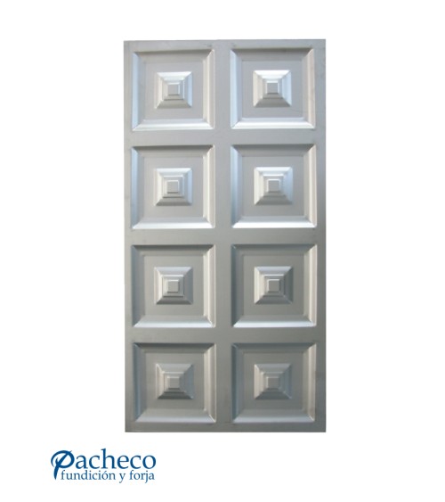 Cuarterón Modular de Chapa de Hierro con Relieve Piramidal Vertical de 4 Módulos Doble para Puertas Metálicas