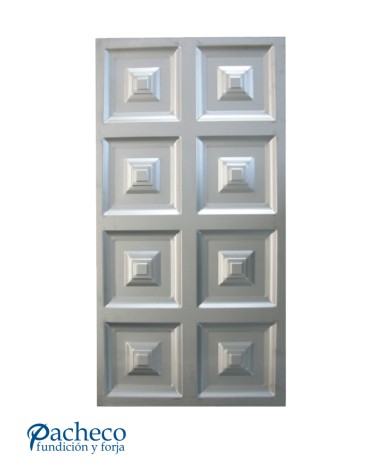 Cuarterón Modular de Chapa de Hierro con Relieve Piramidal Vertical de 4 Módulos Doble para Puertas Metálicas