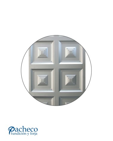 Cuarterón Modular de Chapa de Hierro con Relieve Piramidal Vertical de 4 Módulos Doble para Puertas Metálicas