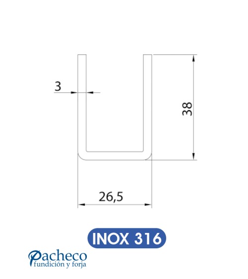 Raíl inferior U-19 para puerta corredera colgada Raíl inferior U-19 para puerta corredera colgada