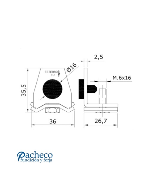 Tope raíl U-40 para puerta corredera colgada Tope raíl U-40 para puerta corredera colgada