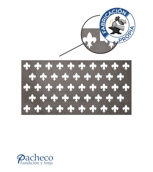 Celosía de hierro estampado flor de lis para cerramientos de chalets