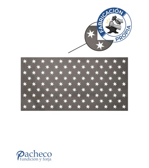 Celosía de hierro estampado de estrellas para cerramientos decorativos en viviendas unifamiliares