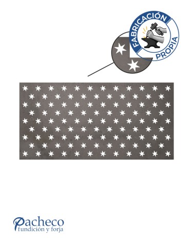 Celosía de hierro estampado de estrellas para cerramientos decorativos en viviendas unifamiliares