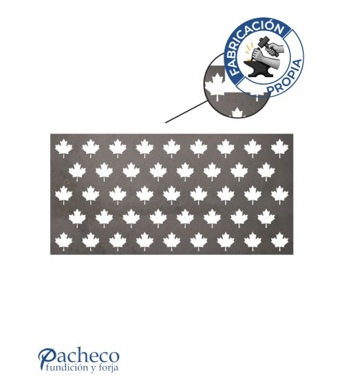 Celosía de hierro estampado de hojas para cerramientos modernos en chalets y jardines