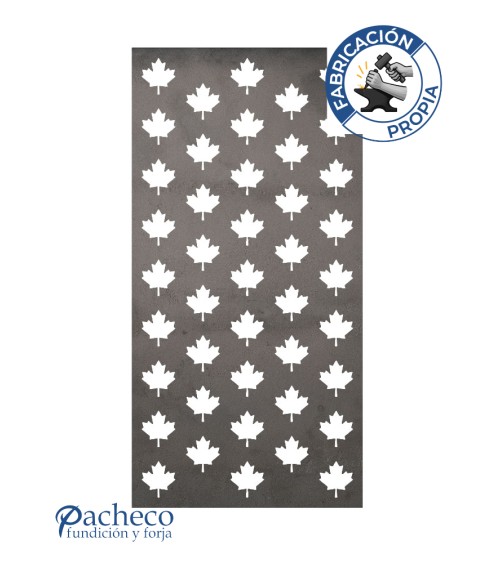 Celosía de hierro estampado de hojas para cerramientos modernos en chalets y jardines