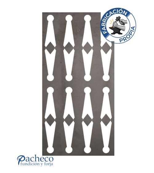 Panel de hierro calado diseño balaustres verticales para separación de espacios y fachadas