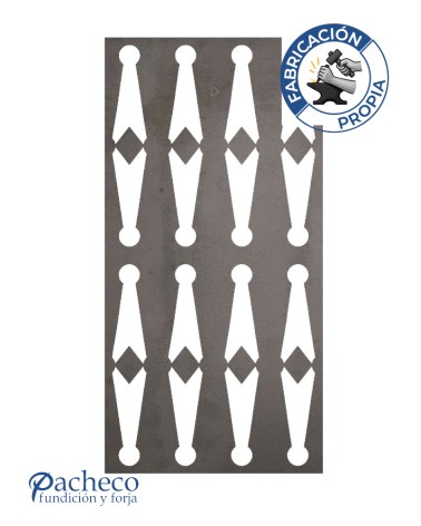 Panel de hierro calado diseño balaustres verticales para separación de espacios y fachadas